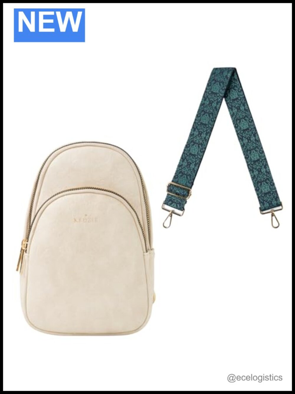 Vegan Leather Crossbody Sling Bag with Interchangeable 2-Inch Strap